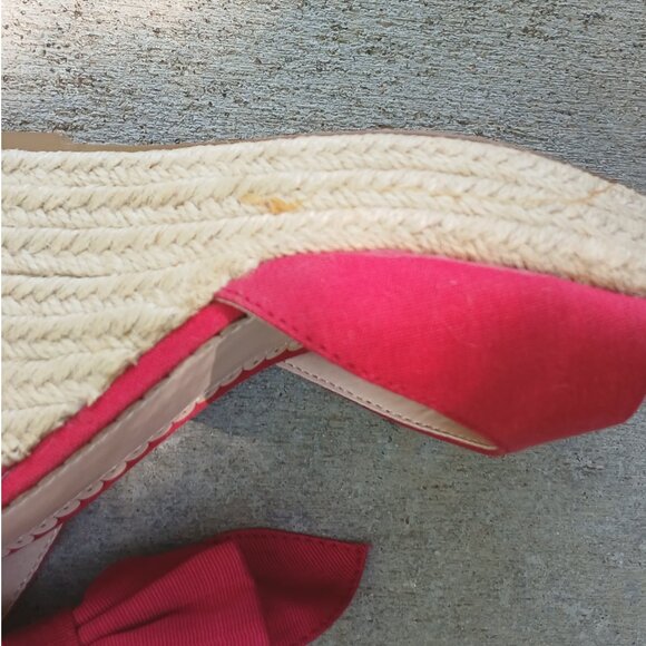 Shoedazzle Madison Red Ankle Strap Wedge Platform Sandals Shoes with a Bow NIB - Picture 7 of 7